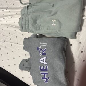 Under Armour Kids' Light Gray Joggers and grey hoodie
